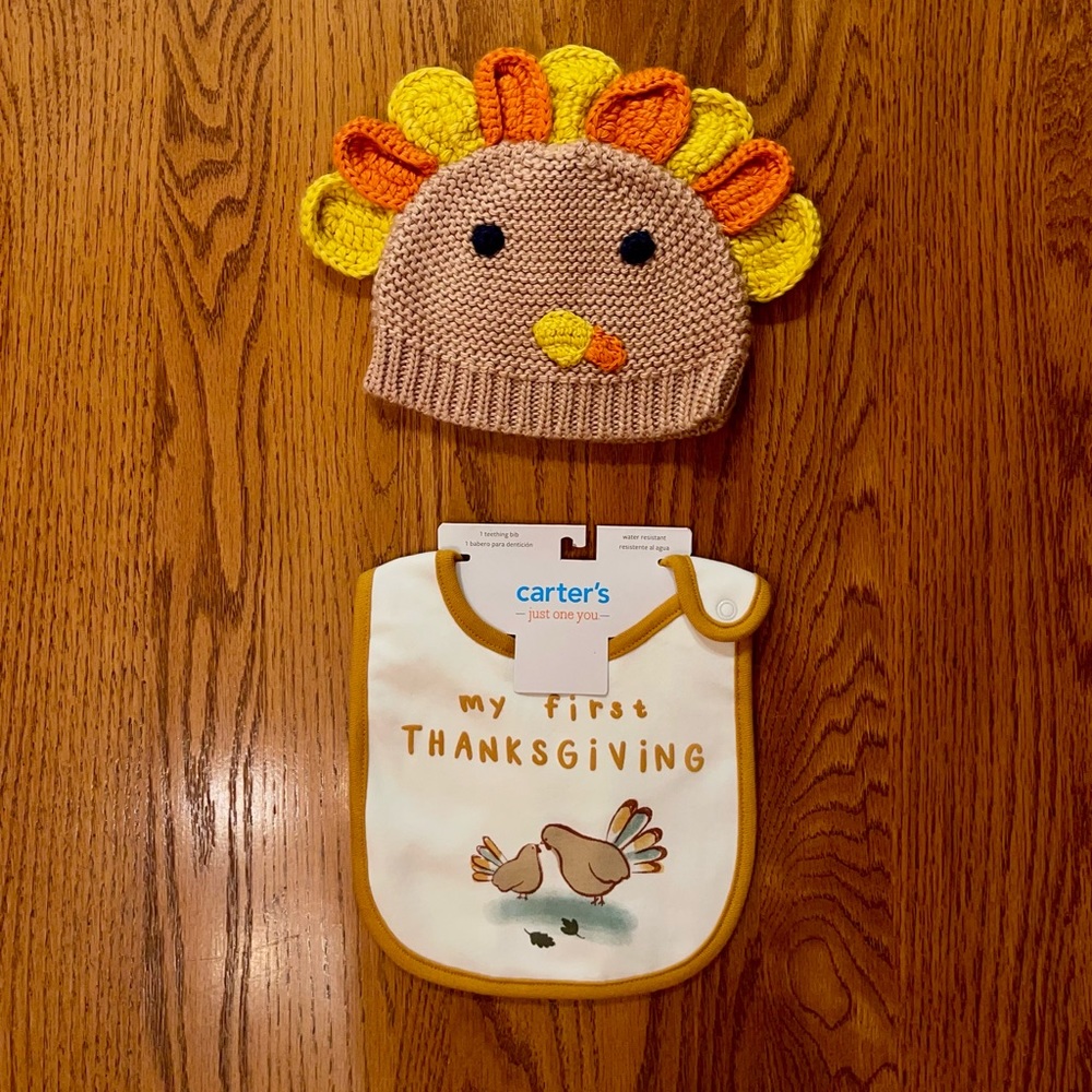 Carter’s Baby Thanksgiving Turkey Hat & Bib 🦃
